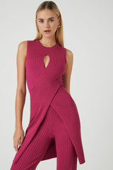 Sweater Knit Surplice Tunic & Pants Set