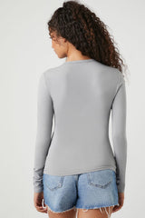 Button-Front Long-Sleeve Top
