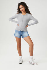 Button-Front Long-Sleeve Top