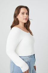 Plus Size Ribbed V-Neck Sweater