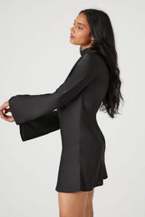 Satin Mock Neck Mini Dress