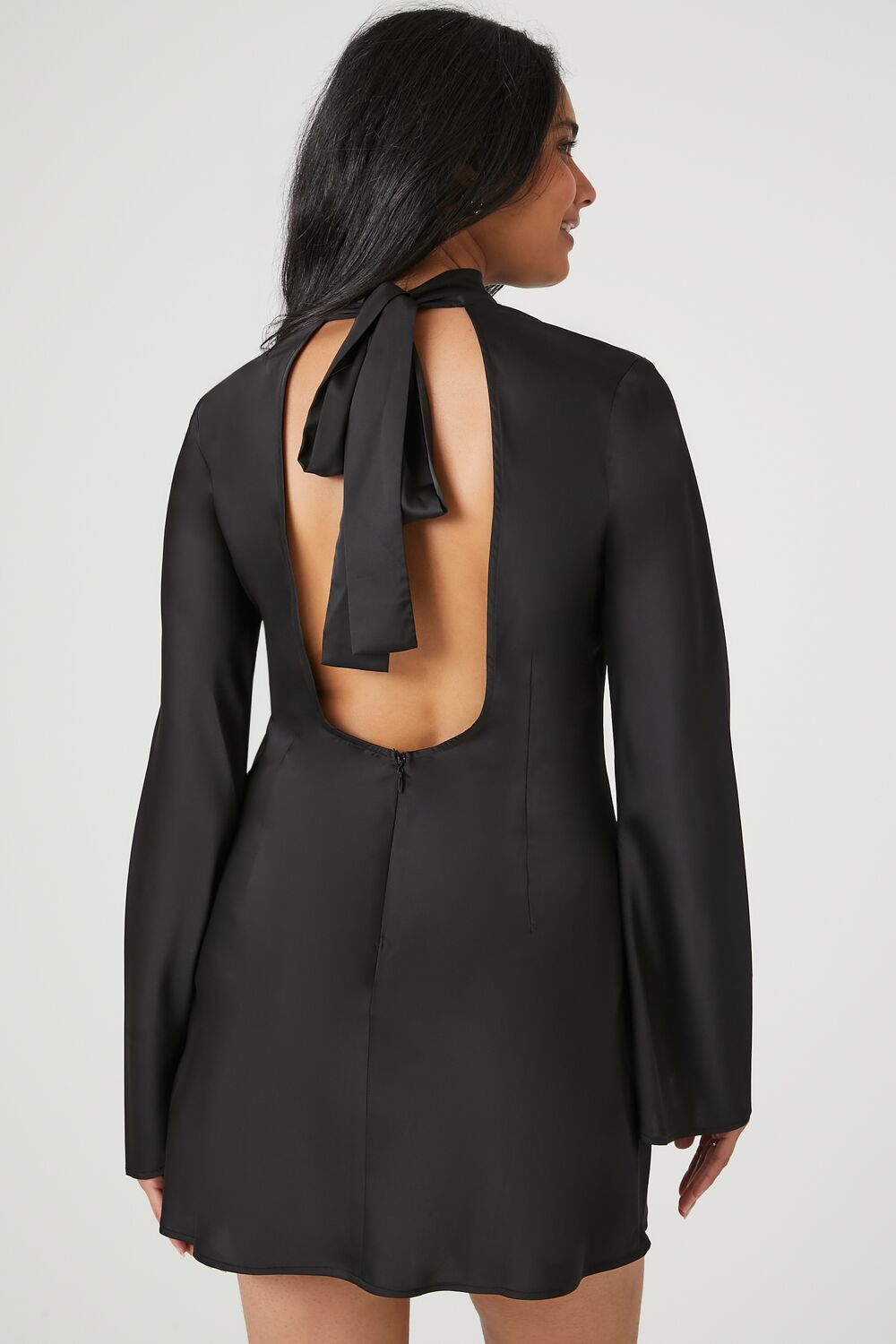 Satin Mock Neck Mini Dress