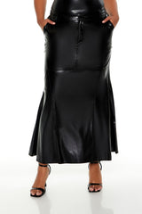 Plus Size Faux Leather Maxi Skirt