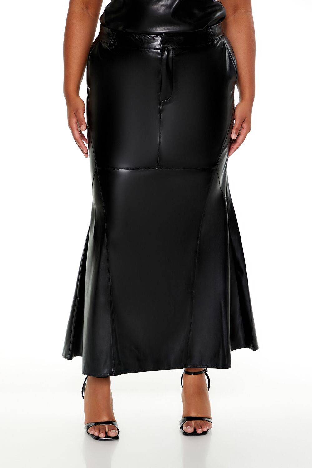 Plus Size Faux Leather Maxi Skirt