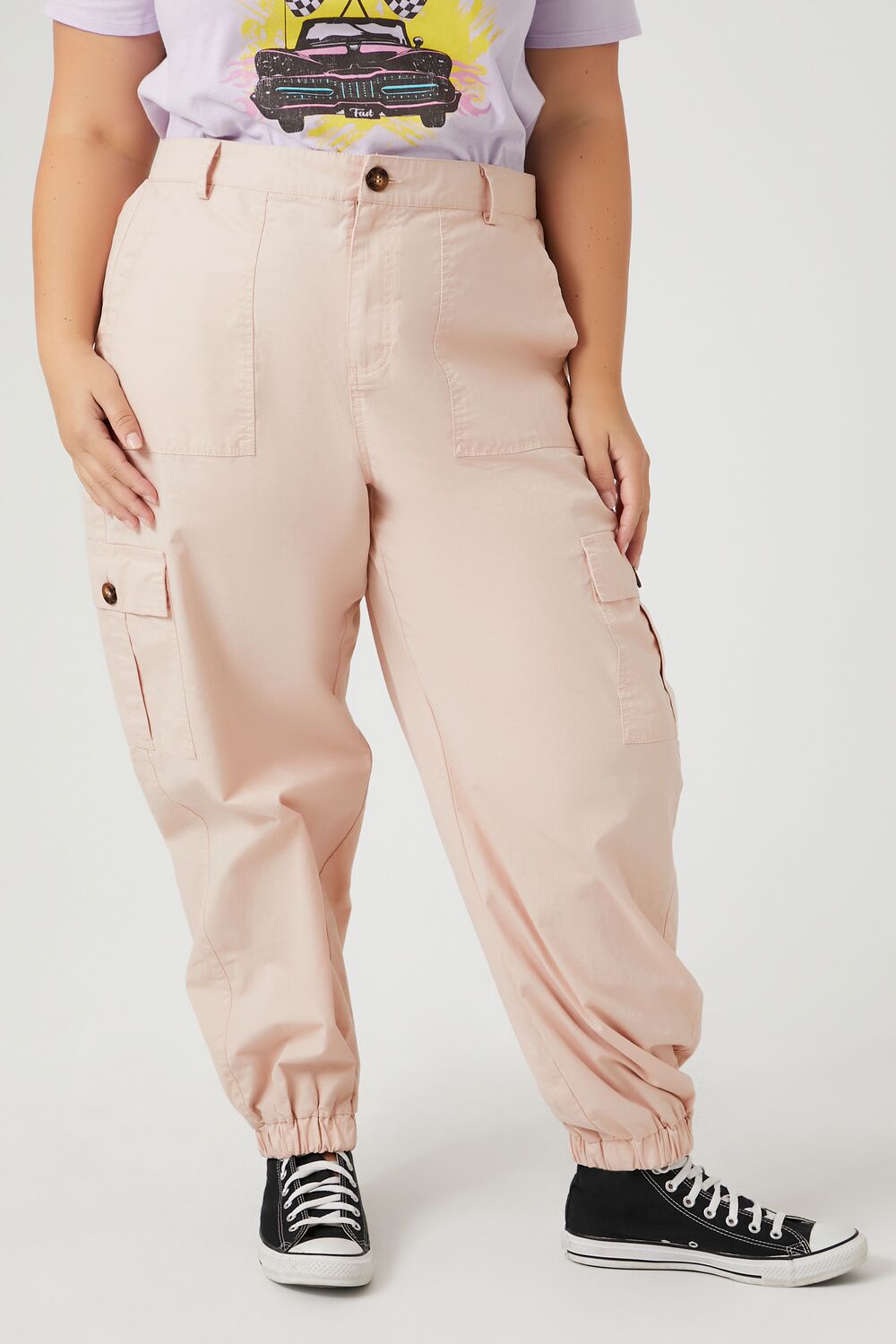 Plus Size Cotton Cargo Joggers