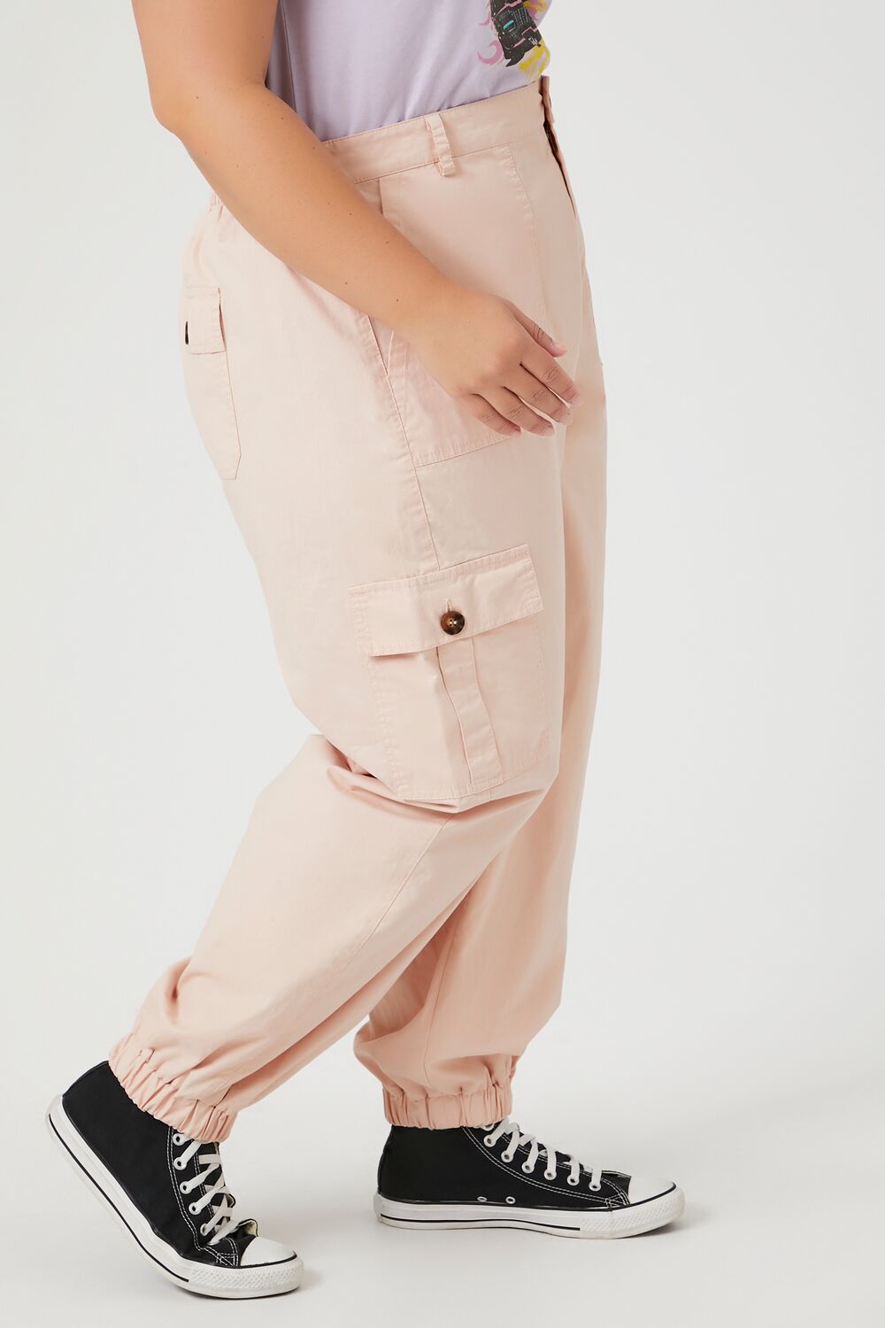 Plus Size Cotton Cargo Joggers