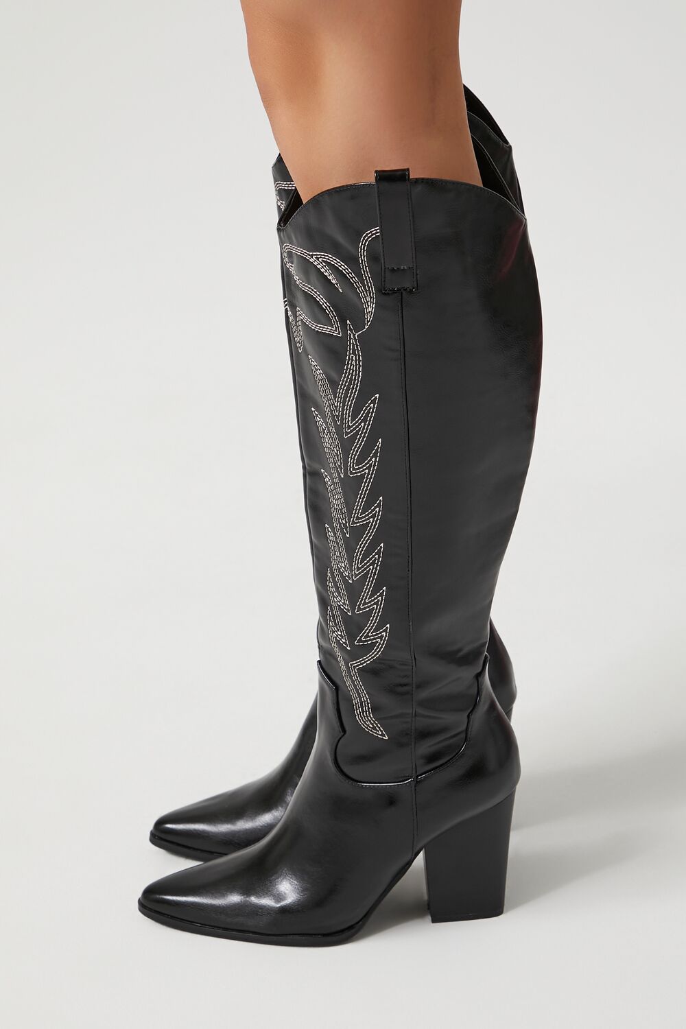 Faux Patent Leather Cowboy Boots