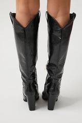 Faux Patent Leather Cowboy Boots