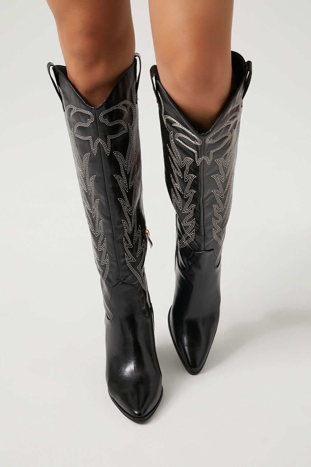 Faux Patent Leather Cowboy Boots