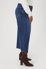 Plus Size Patchwork Denim Maxi Skirt