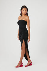 Strapless Ruched Midi Dress