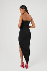 Strapless Ruched Midi Dress