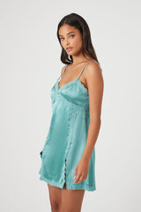 Lace-Trim Slip Mini Dress