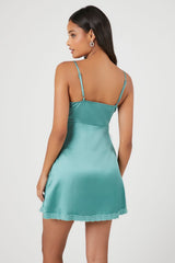 Lace-Trim Slip Mini Dress