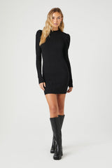 Puff-Sleeve Mini Sweater Dress