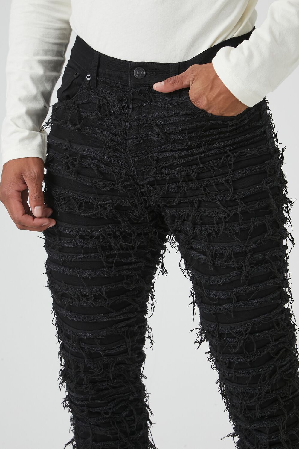 Frayed Stretch-Denim Skinny Jeans