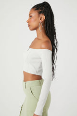 Ribbed Off-the-Shoulder Crop Top