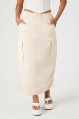 Toggle Drawstring Cargo Midi Skirt