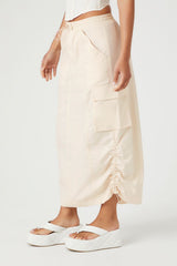 Toggle Drawstring Cargo Midi Skirt