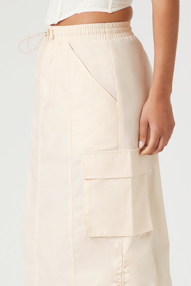Toggle Drawstring Cargo Midi Skirt