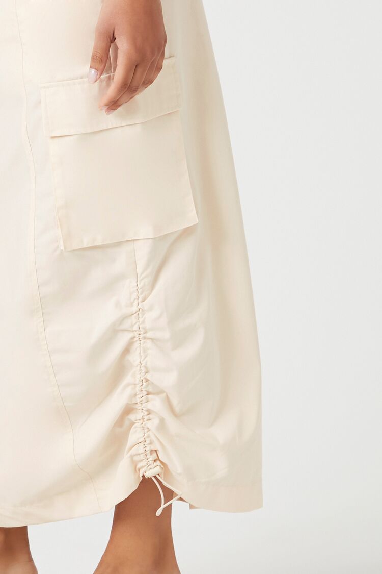 Toggle Drawstring Cargo Midi Skirt