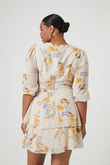 Plus Size Floral Tiered Ruffle Mini Dress