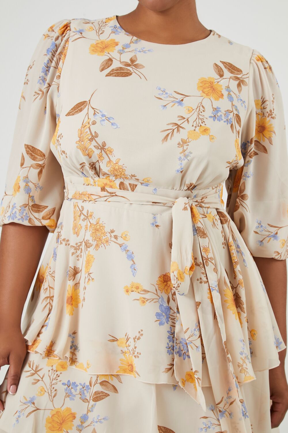 Plus Size Floral Tiered Ruffle Mini Dress
