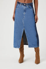 Colorblock Denim Midi Skirt