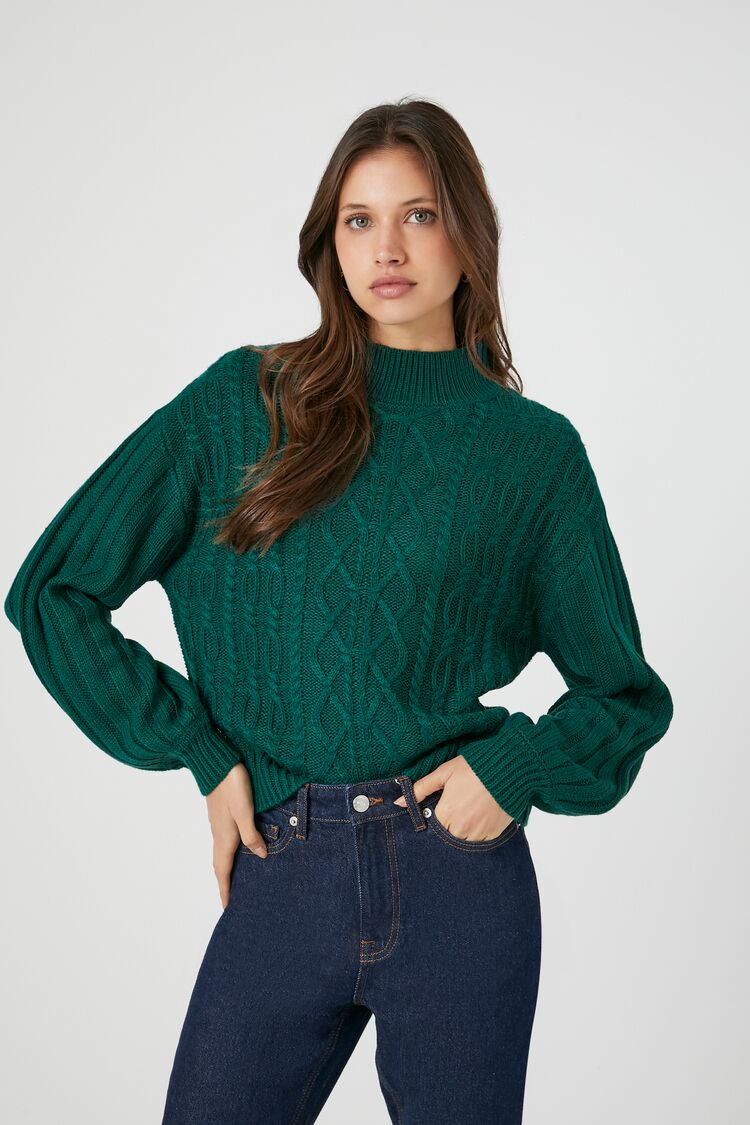 Cable Knit Mock Neck Sweater