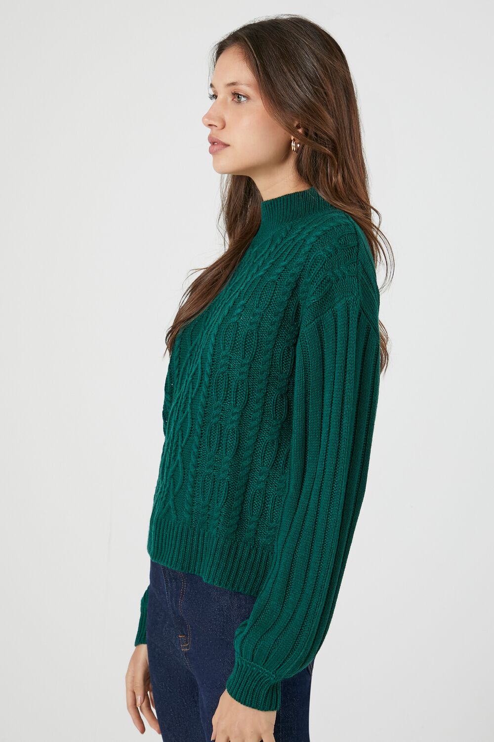 Cable Knit Mock Neck Sweater