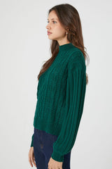Cable Knit Mock Neck Sweater