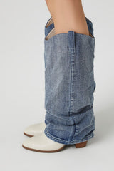 Denim & Faux Leather Boots