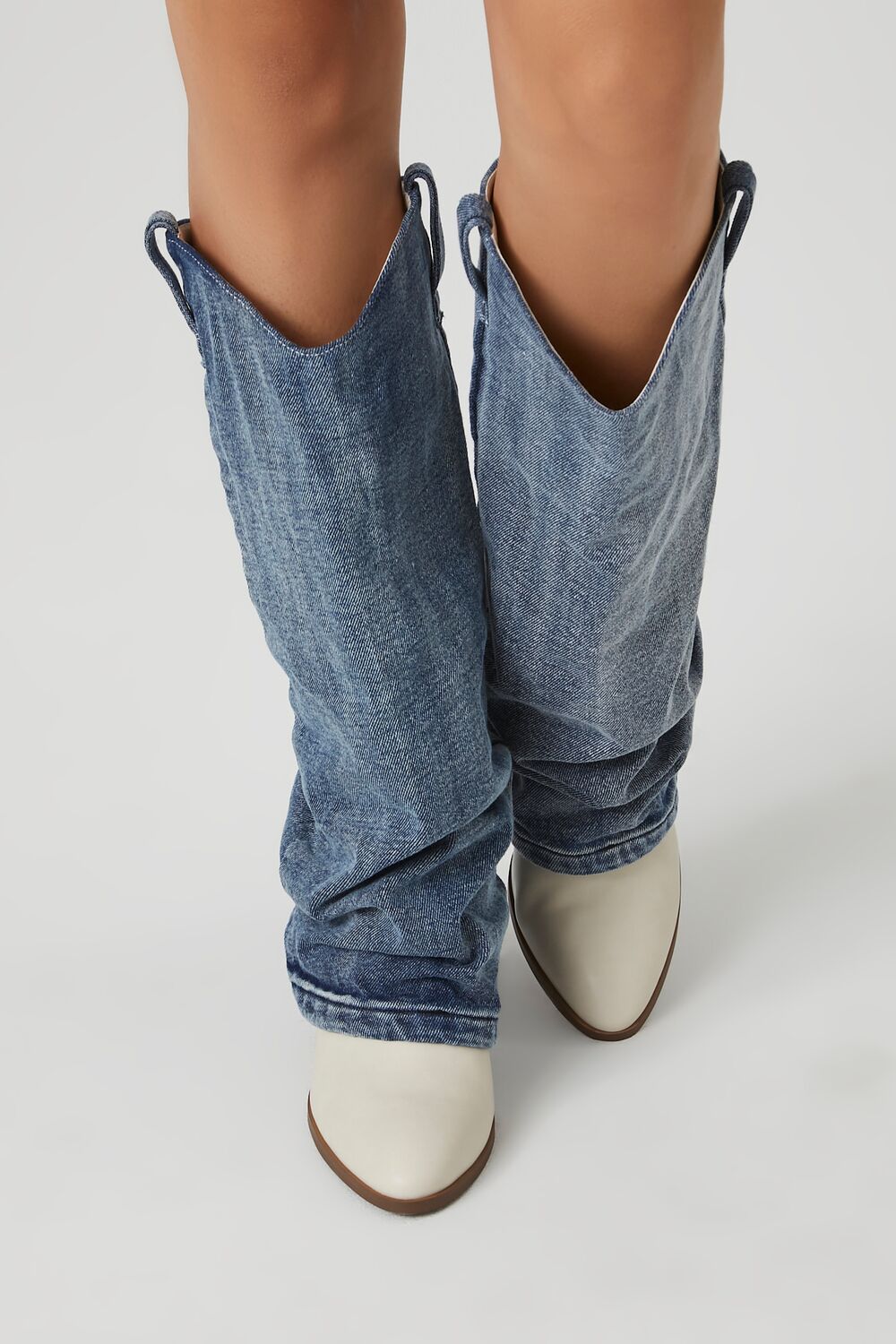 Denim & Faux Leather Boots