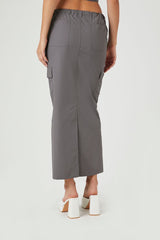Twill Toggle Drawstring Midi Skirt