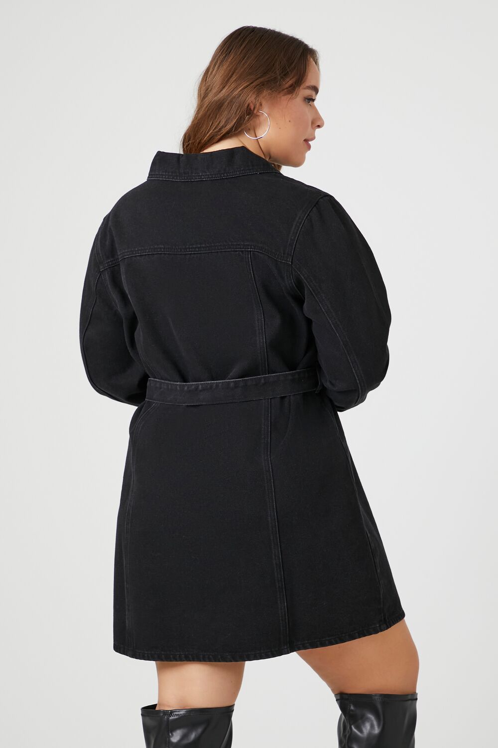 Plus Size Tie-Front Denim Shirt Dress