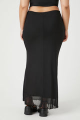 Plus Size Mesh Lettuce-Edge Maxi Skirt