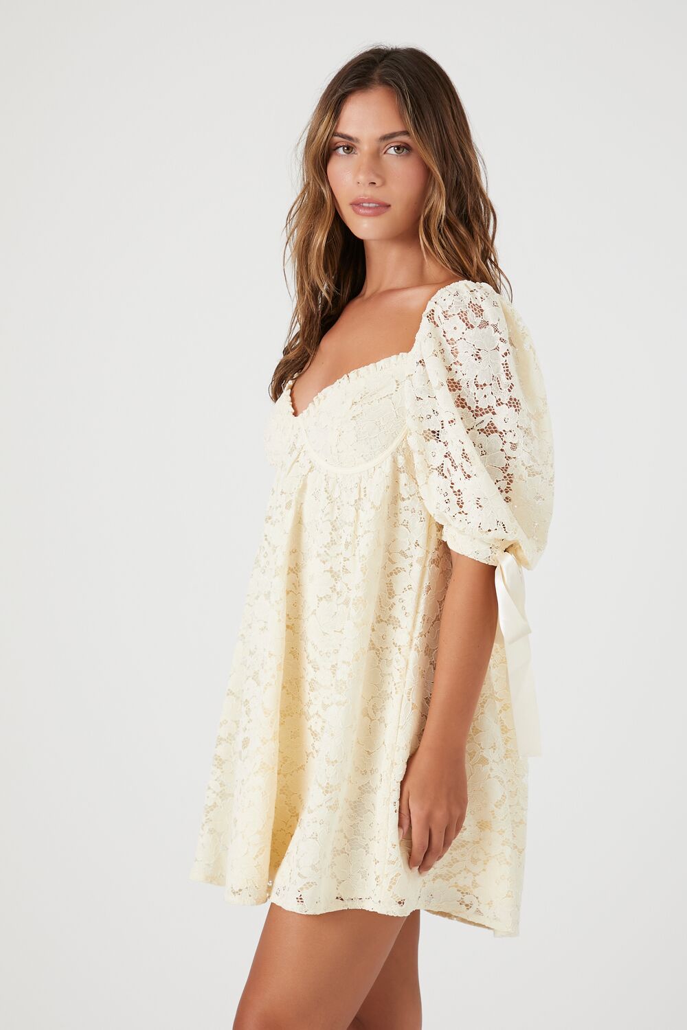 Floral Lace Babydoll Mini Dress