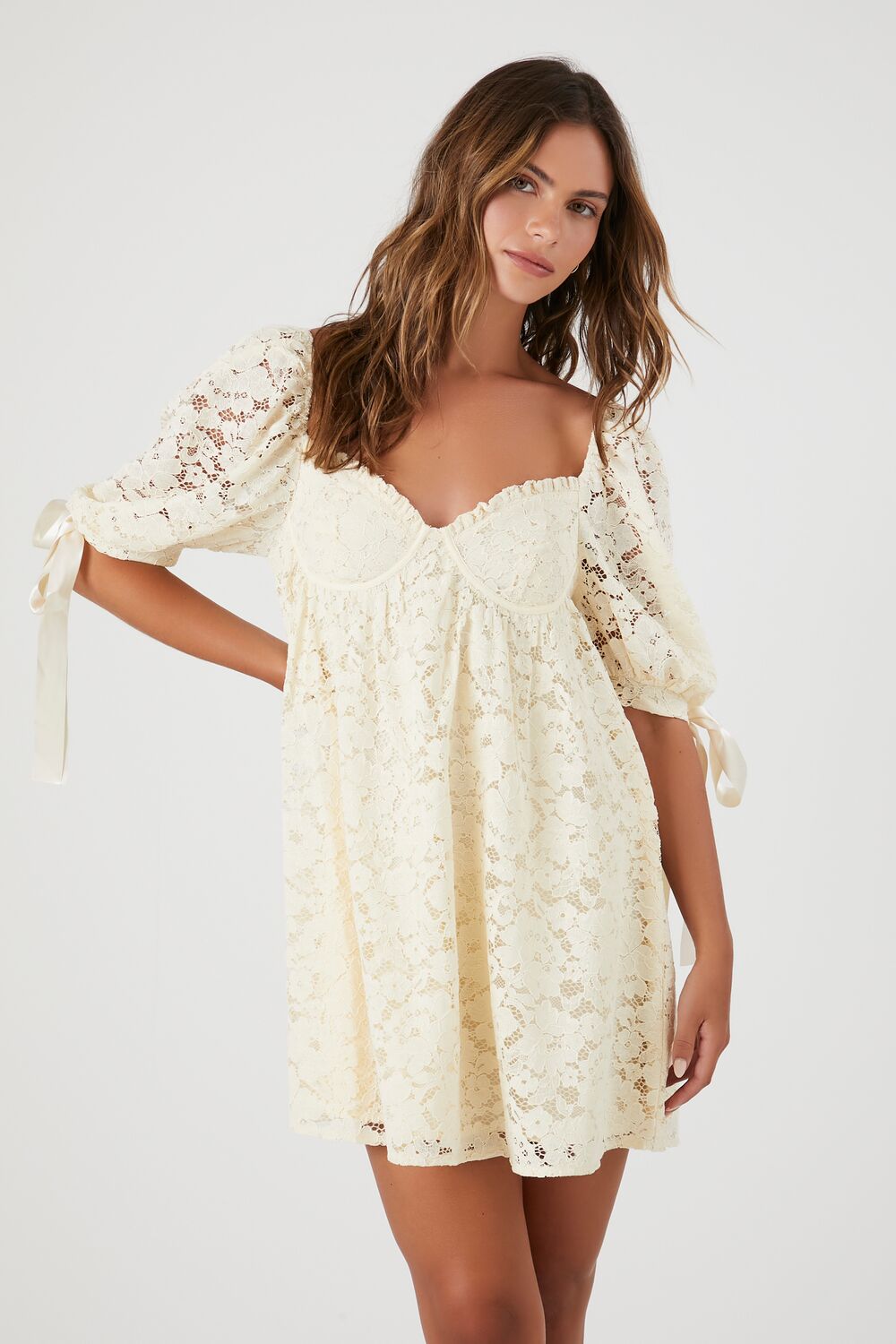 Floral Lace Babydoll Mini Dress