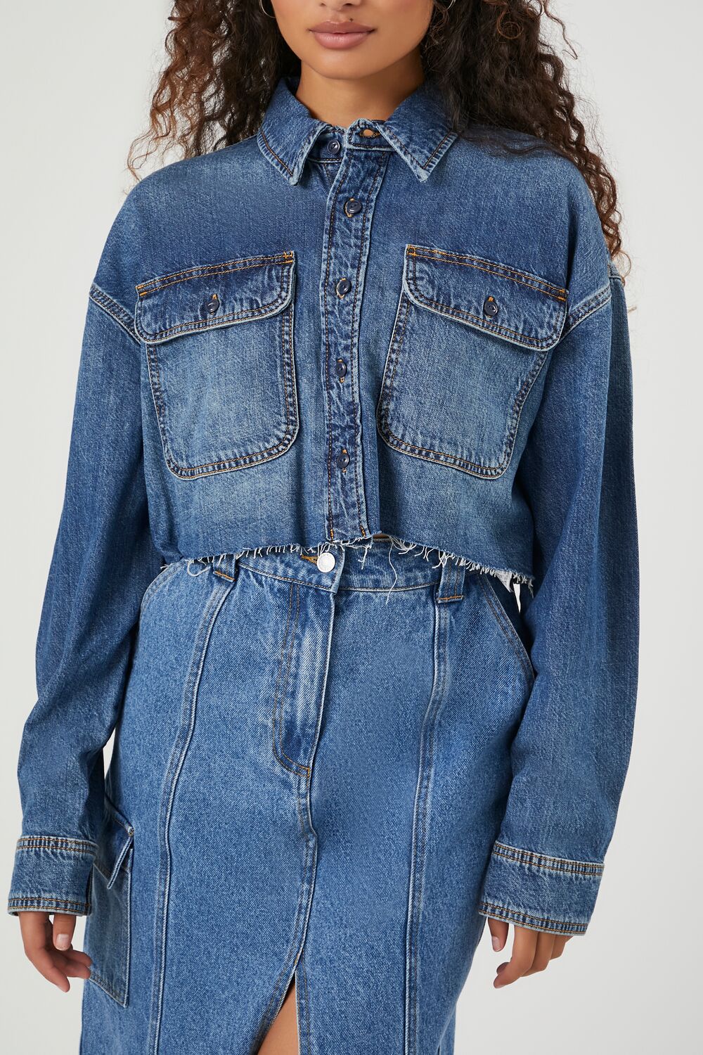 Cropped Denim Shirt