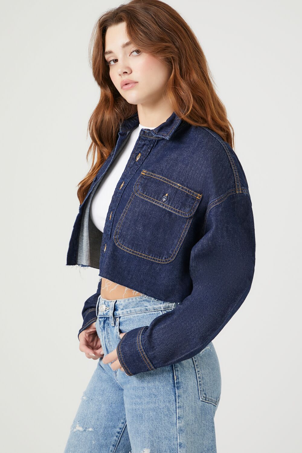 Cropped Denim Shirt