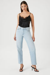 Satin Lace-Trim Bodysuit