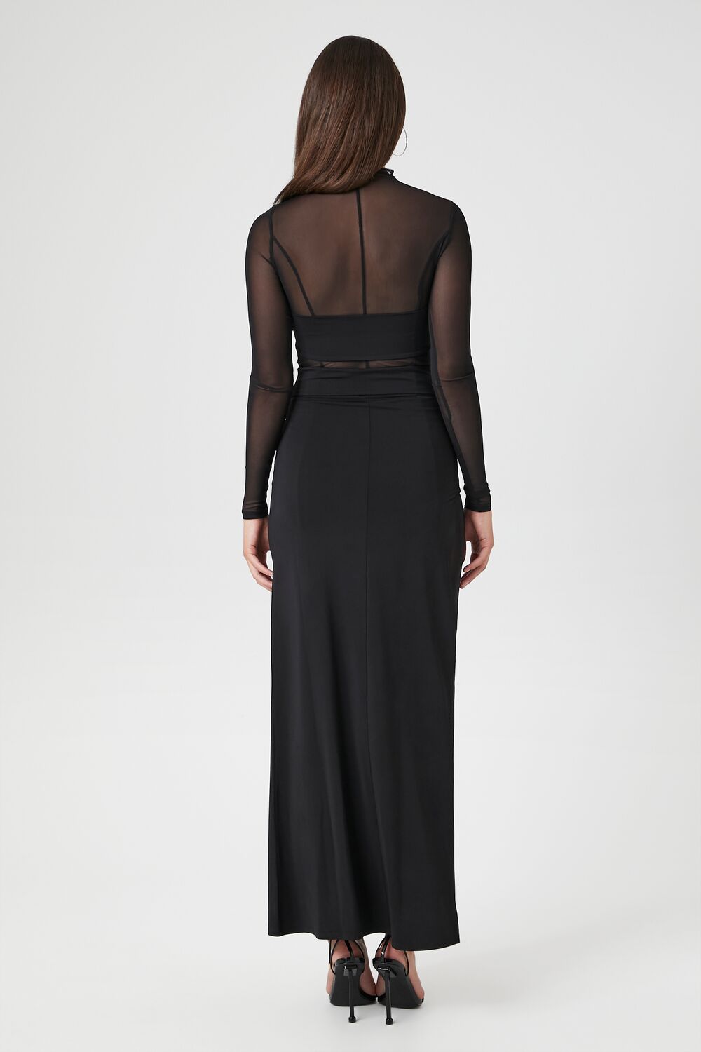 Sheer Mesh Asymmetrical Maxi Dress