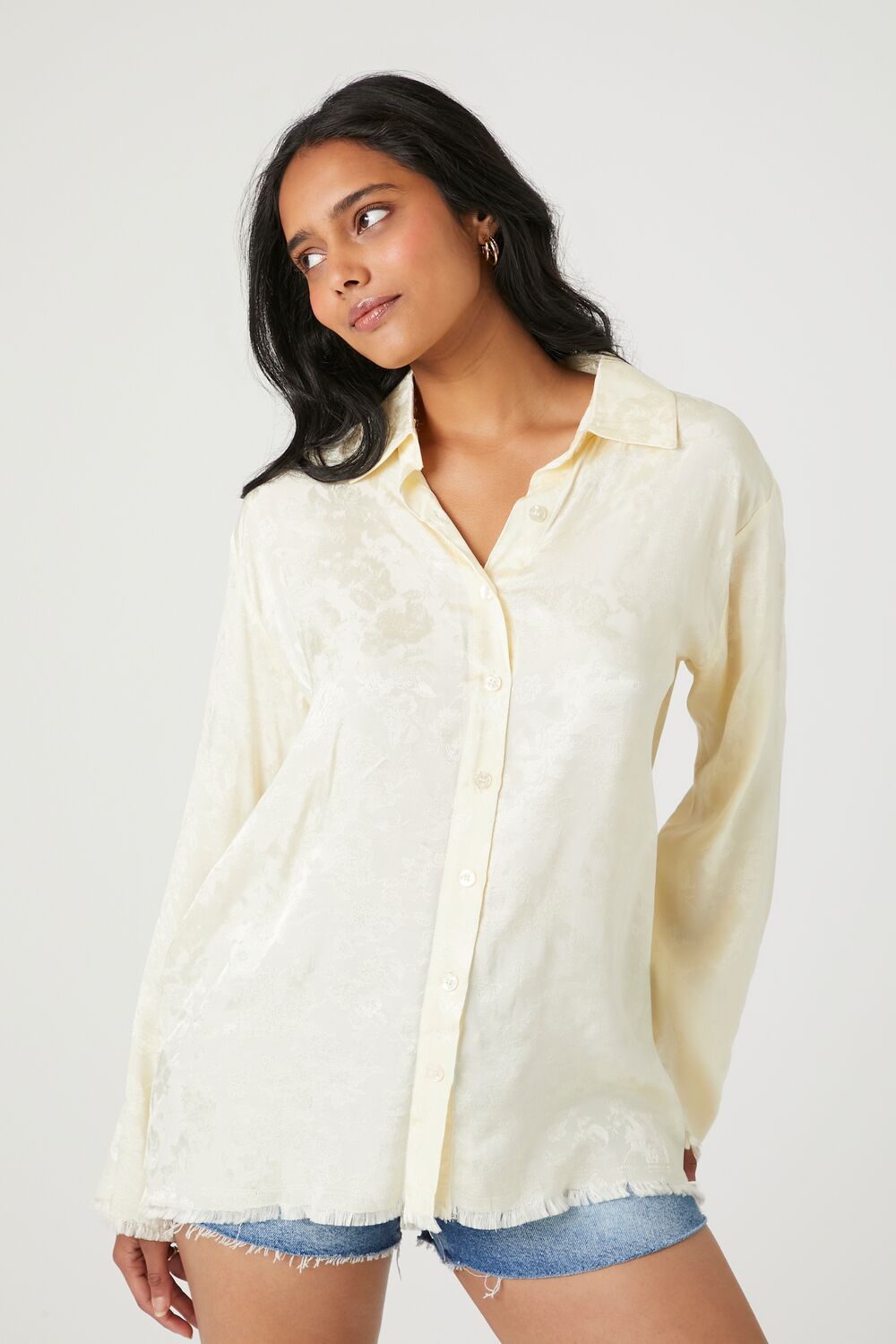 Floral Print Distressed Shirt