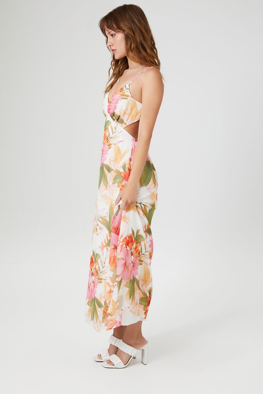 Chiffon Floral Print Midi Dress