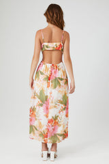 Chiffon Floral Print Midi Dress