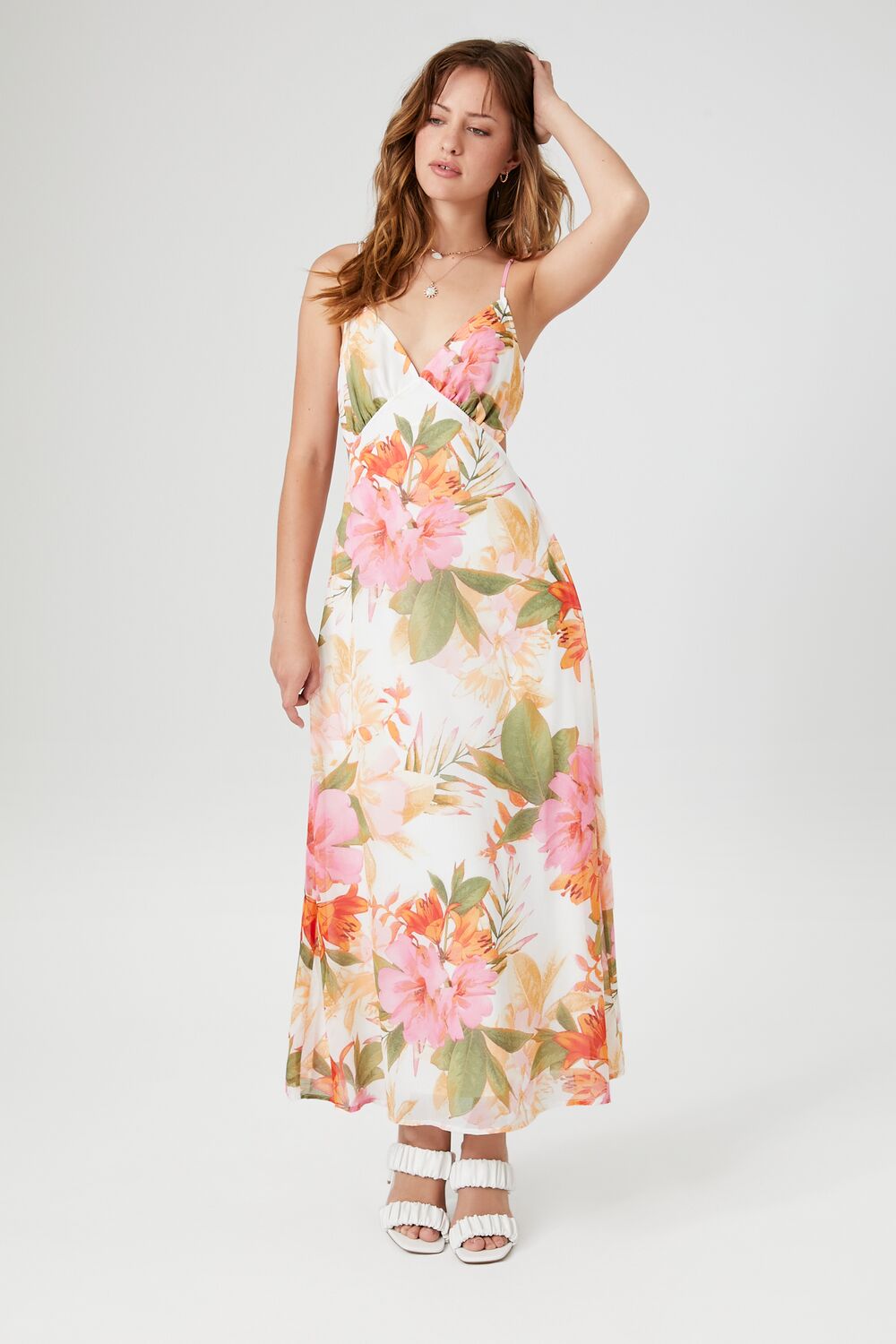 Chiffon Floral Print Midi Dress