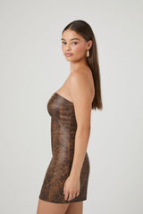 Faux Leather Tube Mini Dress