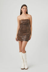 Faux Leather Tube Mini Dress