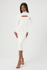 Turtleneck Combo Sweater Dress