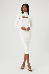 Turtleneck Combo Sweater Dress